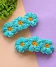 Bobbles & Scallops Set Of 2 Crochet Flower Detail Hair Clips - Dark Pink