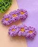 Bobbles & Scallops Set Of 2 Crochet Flower Detail Hair Clips - Purple