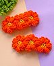 Bobbles & Scallops Set Of 2 Crochet Flower Detail Hair Clips - Orange