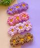 Bobbles & Scallops Set Of 4 Crochet Flower Detail Hair Clips - Pink