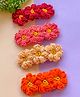 Bobbles & Scallops Set Of 4 Crochet Flower Detail Hair Clips - Orange