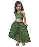 Aglare Sleeveless Bandhani Print Crop Top With Palazzo Pants - Green