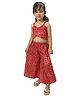 Aglare Sleeveless Bandhani Crop Top & Palazzo Pants Coordinated Set - Red
