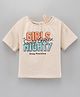 Vitamins Half Sleeves Top Text Print- Beige