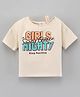 Vitamins Half Sleeves Crop Top Text Print - Beige