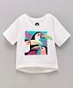 Vitamins Half Sleeves Embellished Parrot Print Top - White