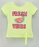 Vitamins Cap Sleeves Top Graphic Print- Yellow