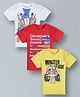 Plum Tree Half Sleeves Pack Of 3 Baseball Print Tees - Red White Yellow