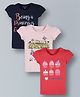 Plum Tree Half Sleeves Pack Of 3 Cupcake Print Tees - Red Pink Blue