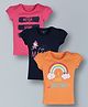 Plum Tree Pack Of 3 Half Sleeves Magic Print Tees - Pink Orange Blue