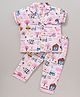 Dew Drops Half Sleeves Top & Pyjama Set Multi Print - Peach