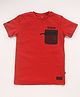 Jack & Jones Junior Half Sleeves Cotton T-Shirt Text Print- Red