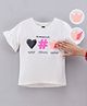 Vitamins Three-Fourth Sleeves Top With Text Print & Reversible Sequins - Off White