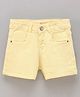 Vitamins Mid Thigh Solid Color Denim Shorts - Yellow