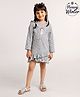 Babyoye Cotton Blend Full Sleeves Winter Wear Frock Fairy Print - Grey