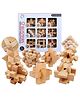 PLUSPOINT Wooden Brain Teaser Puzzle IQ Lock Puzzle Disentanglement Puzzles Toy Unlock Interlock Game Brown - 9 pieces