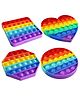 PLUSPOINT Square Heart Hexagone Circle Shape Pop Bubble Stress Relieving Silicone Pop It Fidget Toy Pack of 4 - Multicolour