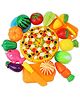 PLUSPOINT Realistic Sliceable 6 Fruits 6 Vegetables with Pizza Pretend Play Toys - Multicolor