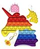 PLUSPOINT Pop it Unicorn 3pc Rainbow Pop Fidget Toy - (color may vary)