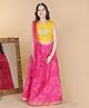 Adiva Sleeveless Floral Design Choli With Lehenga & Dupatta - Pink