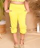 Kids Cave Calf Length Bottom Bow And Gether Applique Solid Capri - Yellow