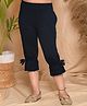 Kids Cave Calf Length Bottom Bow And Gether Applique Solid Capri - Blue
