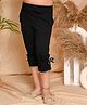 Kids Cave Three Fourth Length Bow Applique Gathered Detail Solid Capri Pants - Black