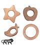 Neem Handmade and Safe Wooden Teethers Shaped Like Apple Mango Ring and Star Set Of 4 - Brown