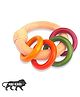 Geltoy Wooden Hand Crafted Ring Rattle For Kids Babies Infants Non Toxic Finished Natural Beech & Ivory Wood - Multicolour 