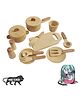 GELTOY Wooden Kitchen Set Premium Handmade Toys Natural Cooking Set Toy Kitchen Pretend Play Set Brown - 12 Pieces