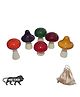 GELTOY Handmade Wooden Pretend Play Toy Mushroom Set Kitchen Toy Non Toxic Handmade and Vegetable Painted with a Storage Bag - Multicolor