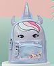 Baby Moo Unicorn Sequined Dual Tone Backpack Trendy Bag Blue - 9 Inches