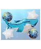 AMFIN Shark Theme 1st Birthday Metallic Decoration Balloons Multicolour - Pack of 5
