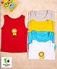 COCOON ORGANICS Pack Of 5 Sleeveless Lion Print Vest - Red Blue White Yellow Grey