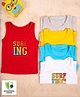COCOON ORGANICS Sleeveless Text Print Pack Of 5 Vests - Multi Color