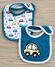 Babyhug Interlock Cotton Bibs Car Print Pack of 2 - Blue