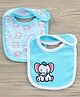 Babyhug Interlock Cotton Bibs Elephant Print Pack of 2 - Blue