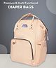 Mi Arcus 100% Vegan Leather 2-in-1 Printed Maternity Diaper Bag with Zip Closure, Convertible Handbag & Backpack, Includes Diaper Changing Sheet for Travel- Cream