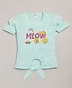 Nottie Planet Short Sleeves Meow Print Top - Green