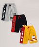Nottie Planet Pack Of 3 Race Car Printed Shorts - Yellow Navy Blue Grey