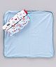 Ohms Cotton Hand Towel Solid & Abstract Printed Pack Of 3 - Blue & White 