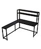 Riyan Luxiwood Hutch Corner desk with Open Storage Shelves in Brown Finish