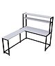Riyan Luxiwood Hutch Corner desk with Open Storage Shelves in White Finish