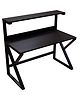 Riyan Luxiwood Bali Computer Table with Open Storage Shelves in Brown Finish