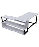 Riyan Luxiwood L Shape Exwcutive Desk with Open Storage Rack in White & Black Finish