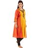 Kriti Ethnic Maternity Kurta With Yoke And Back Embroidery - Orange And Yellow