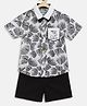 Nauti Nati Half Sleeves Abstract Printed Shirt With Shorts - Black & White