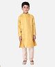 Tabard Full Sleeves Self Design Front Buttoned Kurta With Salwar - Yellow