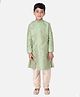 Tabard Full Sleeves Self Design Kurta With Salwar - Green