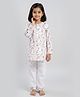 Polka Tots Full Sleeves Bear Print Kurta With Pyjama - Pink
